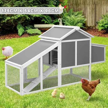 Chicken Coop Rabbit Hutch Large Wooden House Run Hatch Box Open Roof